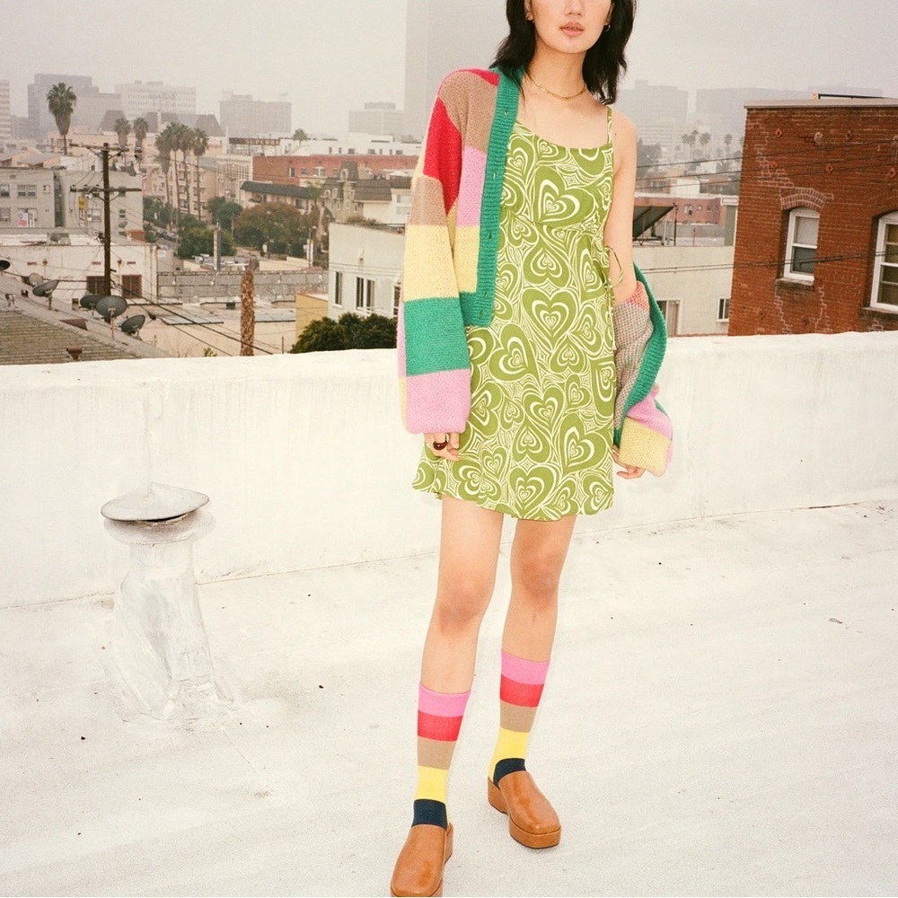 Lisa Says Gah Wild Hearts Green Pattern Dress Yolande